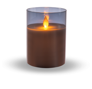 Flameless LED Candle in Smoked Grey Glass(Small)