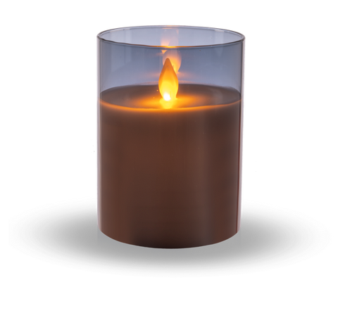 Flameless LED Candle in Smoked Grey Glass(Small)