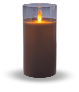 Flameless LED Candle in Smoked Grey Glass(LARGE)