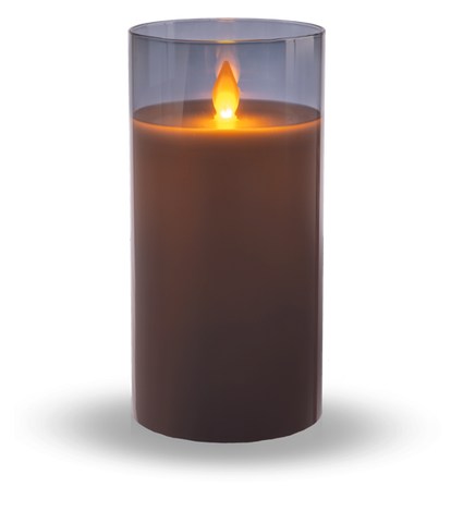Flameless LED Candle in Smoked Grey Glass(LARGE)