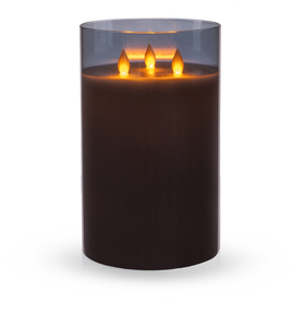 Flameless LED Candle in Smoked Grey Glass