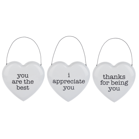 Black and White Heart Texted Ornament