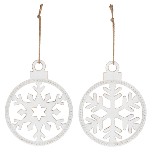 Whitewash Bead Edge Snowflake Wall Decor