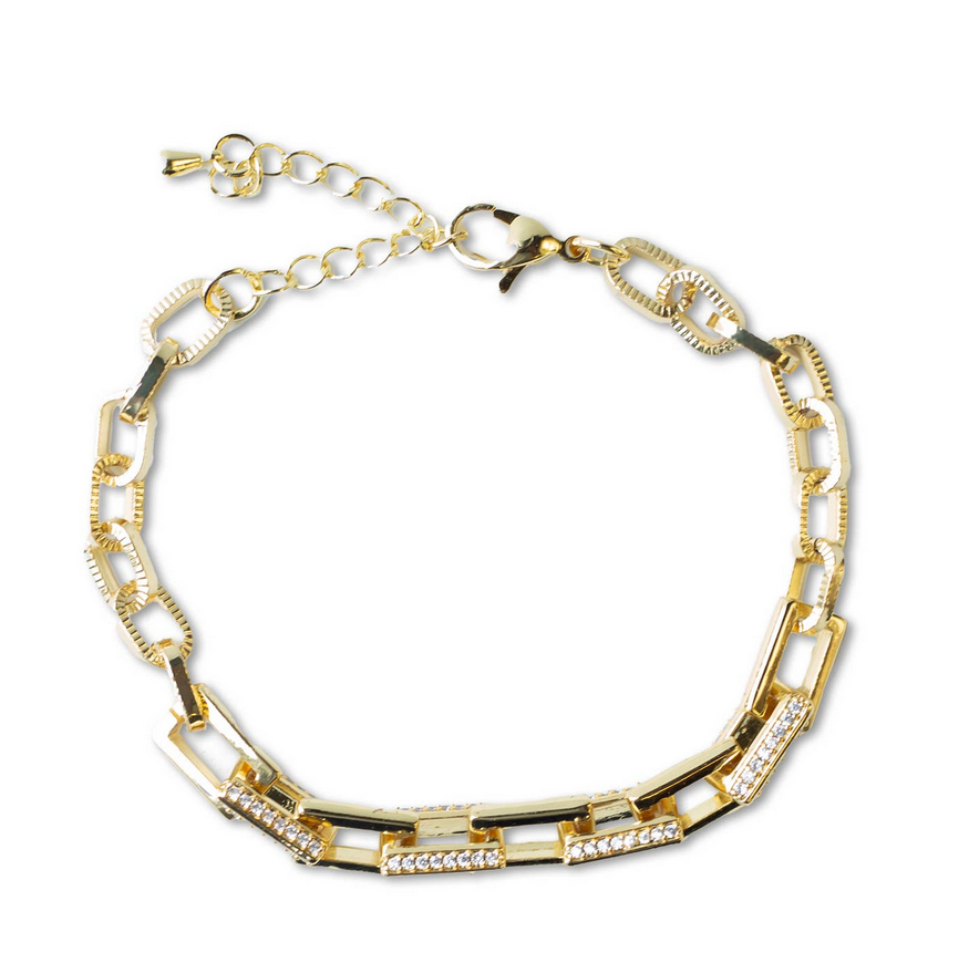 Gilded Chain Bracelet-Cz Link