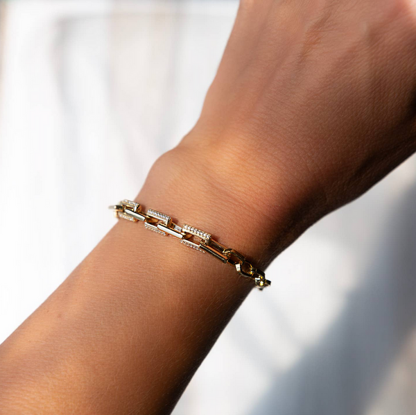 Gilded Chain Bracelet-Cz Link