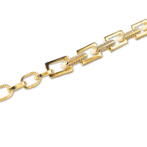 Gilded Chain Bracelet-Cz Link