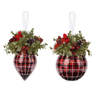 Mistletoe Plaid Glass Ornaments