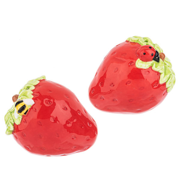 Strawberry Salt & Pepper Shaker Set w/Bugs