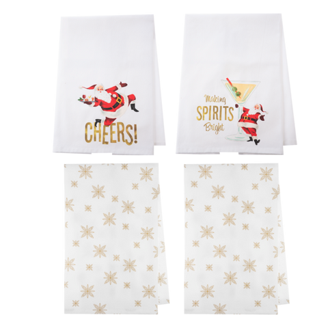 Santa Tea Towel Cheers/Spirits Set