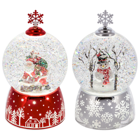 LED Light Up Shimmer Santa and Snowman Globes