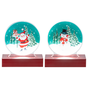 LED Light Up Retro Snowman & Santa Tabletop Figurines