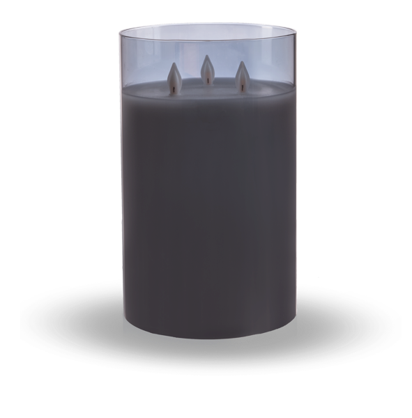 Flameless LED Candle in Smoked Grey Glass