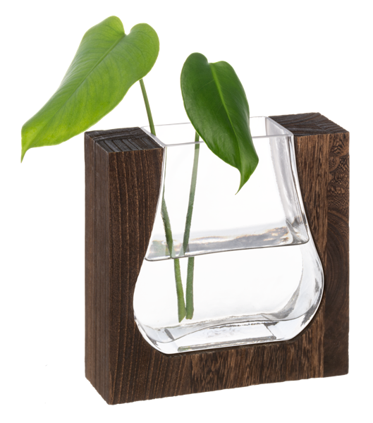 Modern Wood with Glass Inlay Vase