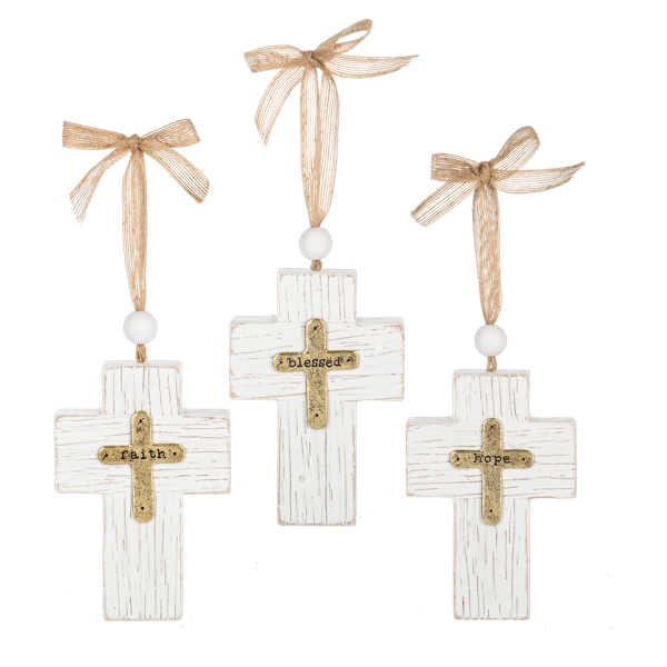 Blessed, Faith, Hope Layered Cross Ornament