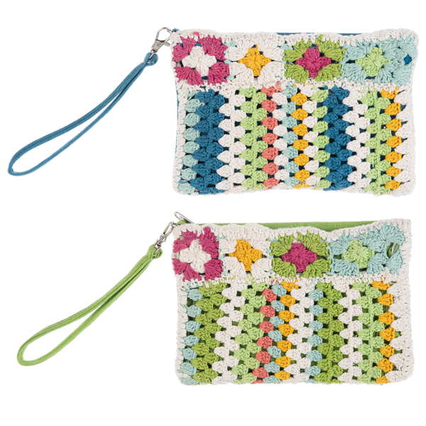 Crochet Striped Wristlet Pouches