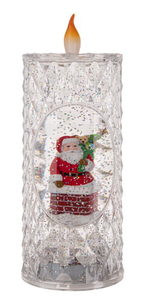 LED Light Up Shimmer Santa Candle