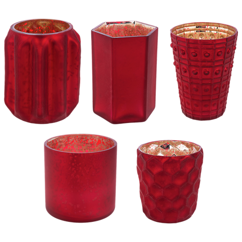 Cranberry Mercury Votive Holders