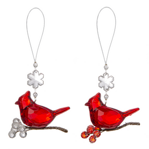 Holiday Snowflake Cardinal Ornaments